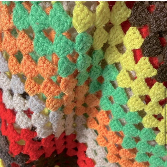 Vintage Handmade Striped Crochet Afghan  Throw Blanket - Picture 6 of 12